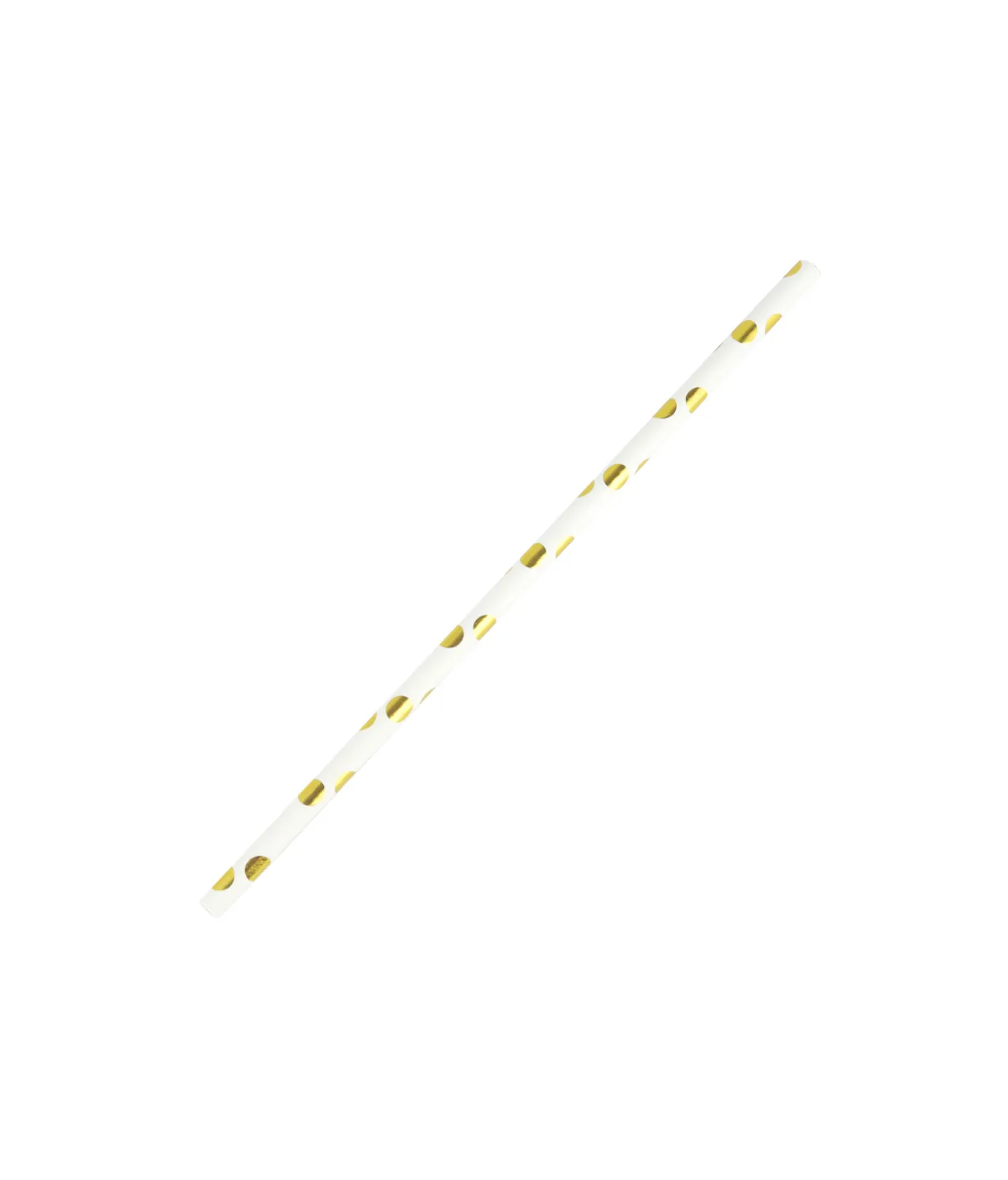 White With Gold Dots Paper Straws 40pk