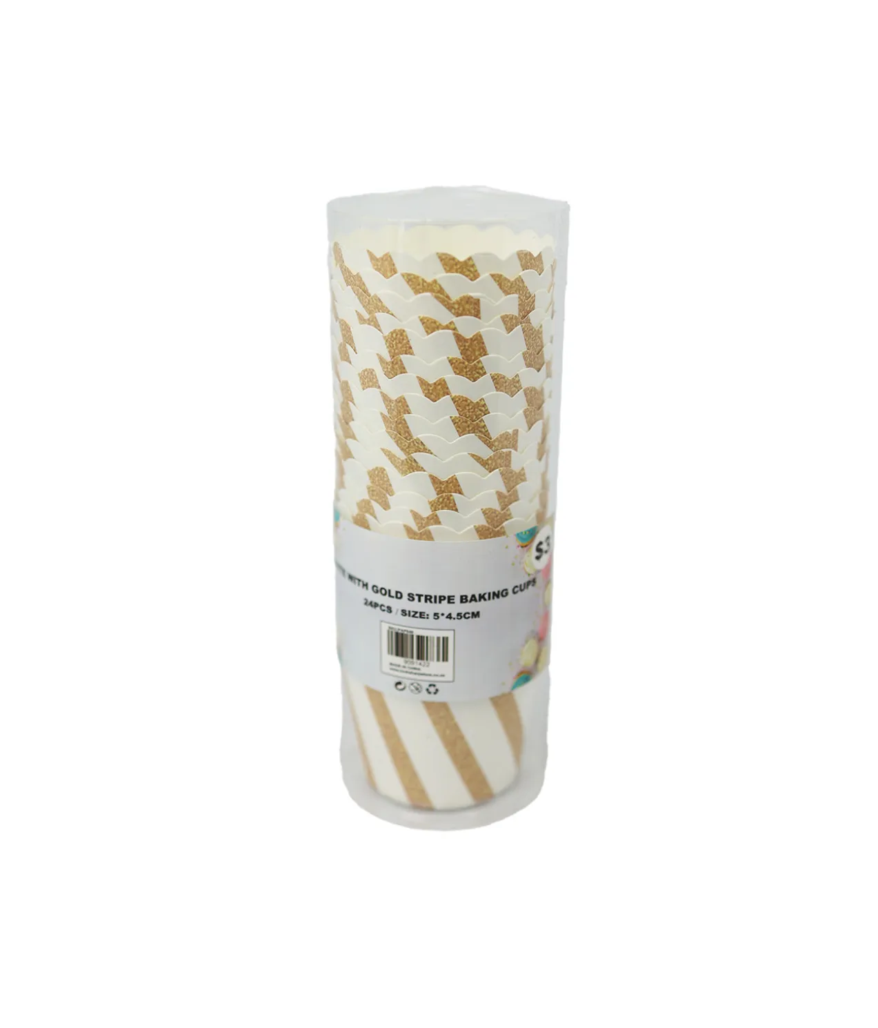 White With Gold Stripe Baking Cup 24pc 6×4.5cm