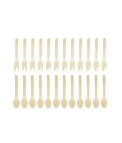 Wooden Spoons & Forks 16cm 24pk