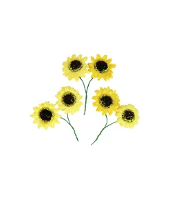 Yellow Artificial Craft Sunflower 6pc 5cm
