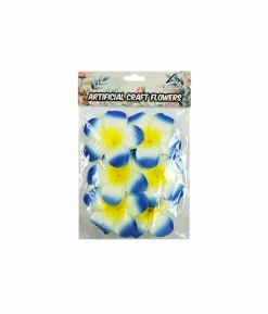 Yellow & Blue Frangipani 8cm 6pc