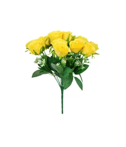 Yellow Rose Bush 18 Head 47cm
