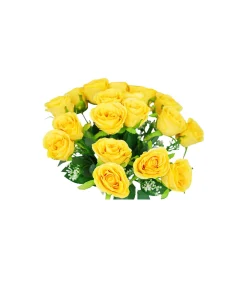 Yellow Rose Bush 18 Head 47cm